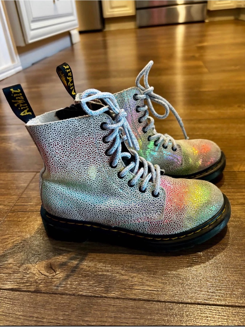 Dr. Martens Iridescent Rainbow Lace-Up Combat Boots - Multi